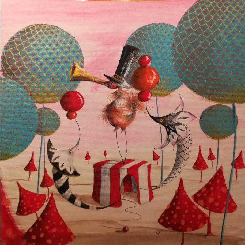 Painting Ispirato al Circo della Farfalla by Nai | Painting Surrealism Acrylic, Gluing Animals