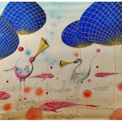 Painting Il Pianeta Degli Squali Rosa by Nai | Painting Surrealism Acrylic, Gluing Animals