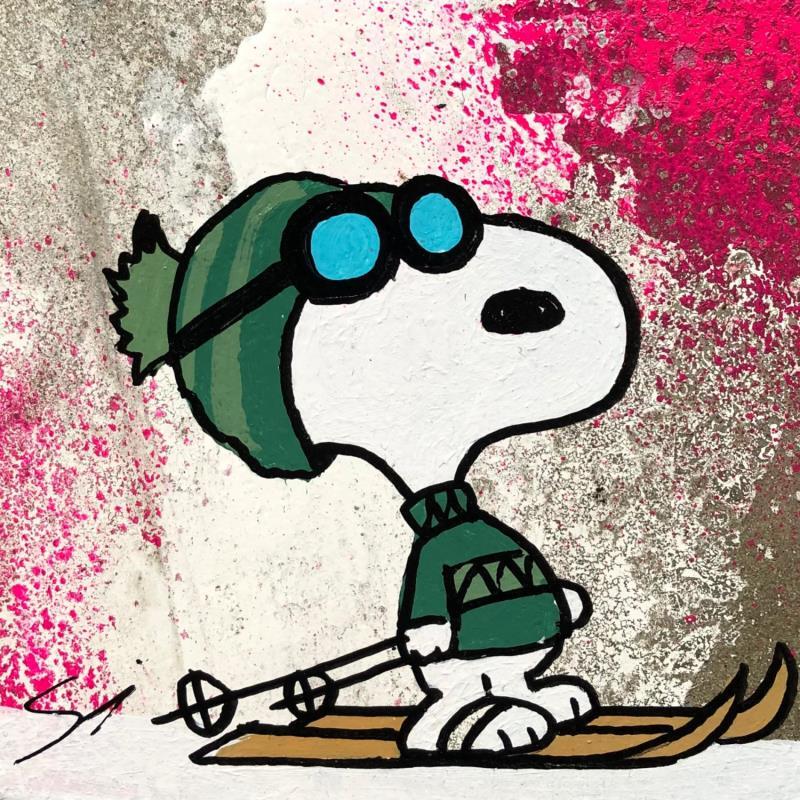 Painting SNOOPY IS READY TO SKI by Mestres Sergi | Painting Pop-art Acrylic, Graffiti Pop icons