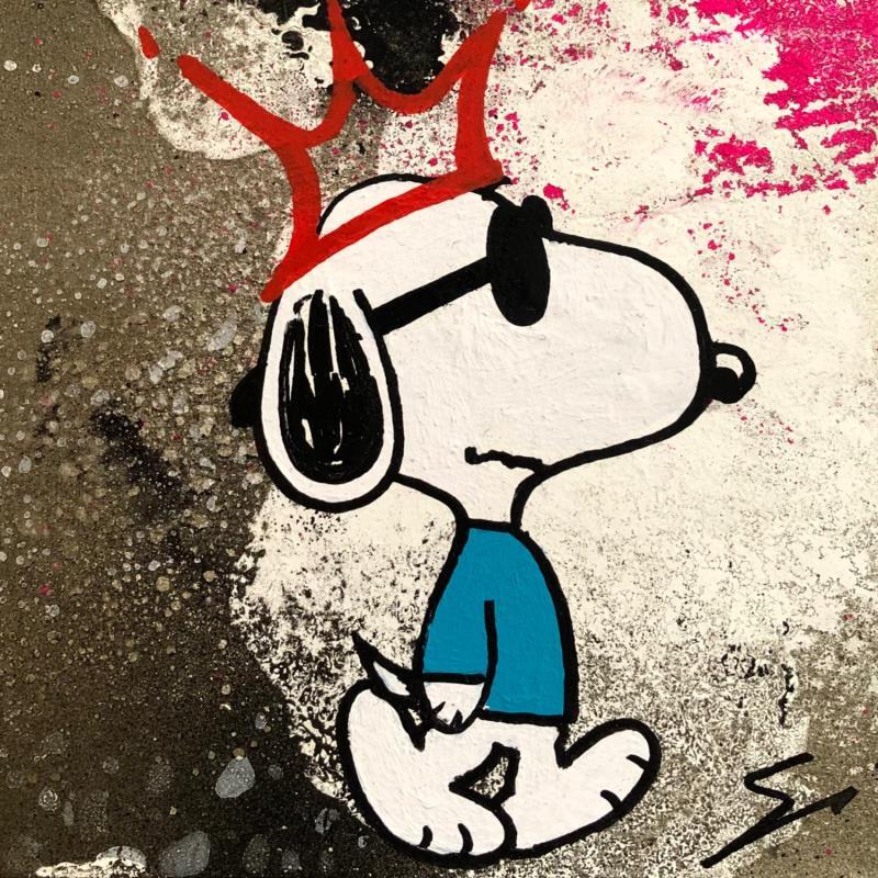 Painting SNOOPY IS THE STREET KING by Mestres Sergi | Painting Pop-art Acrylic, Graffiti Pop icons