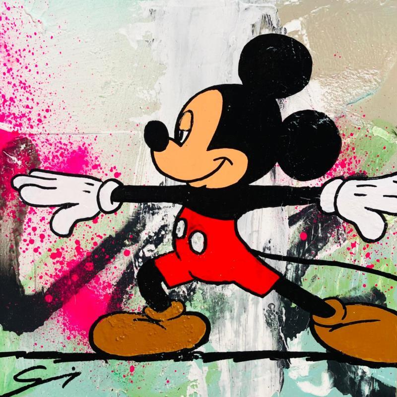 Painting MICKEY YOGA WARRIOR by Mestres Sergi | Painting Pop-art Pop icons Graffiti Acrylic