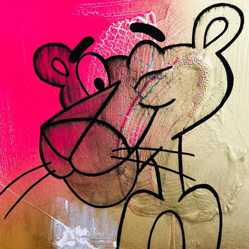 Gemälde GOLDEN PINK PANTHER von Mestres Sergi | Gemälde Pop-Art Pop-Ikonen Graffiti Acryl