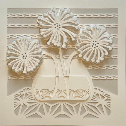 Gemälde Flowers in Glass Vase von Ryder Susan | Gemälde Figurativ Papier Natur, Pop-Ikonen, Schwarz & Weiß, Stillleben