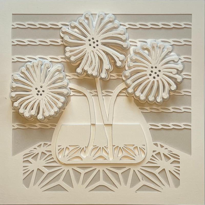 Peinture Flowers in Glass Vase par Ryder Susan | Tableau Figuratif Papier Nature, Natures mortes, Noir & blanc