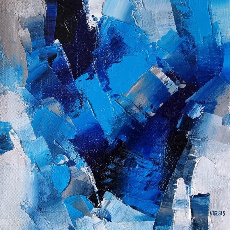 Peinture Delicate blue par Virgis | Tableau Abstrait Minimaliste Huile