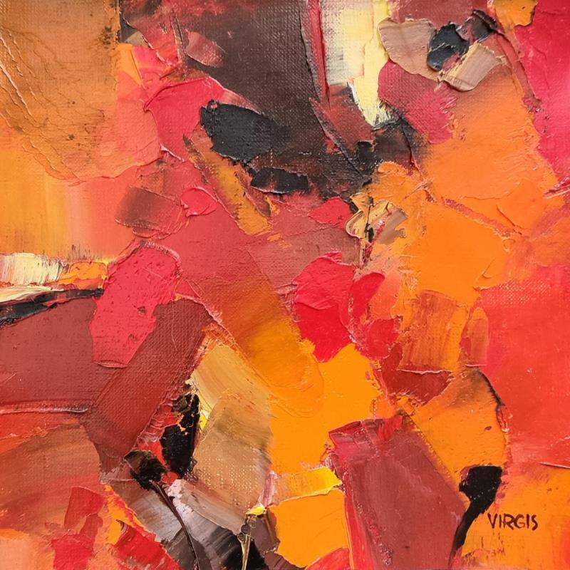 Painting Red fall by Virgis | Painting Abstract Oil Minimalist