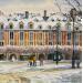 Peinture La place des Vosges en hiver par Decoudun Jean charles | Tableau Figuratif Urbain Aquarelle