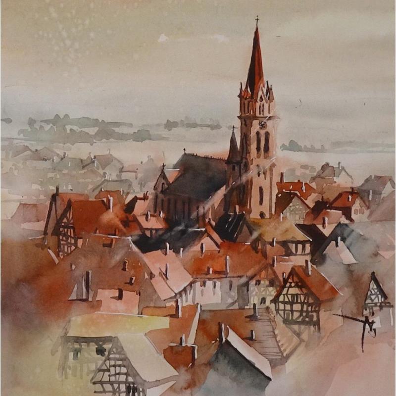 Painting Le coeur de l'Alsace by Abbatucci Violaine | Painting Figurative Watercolor