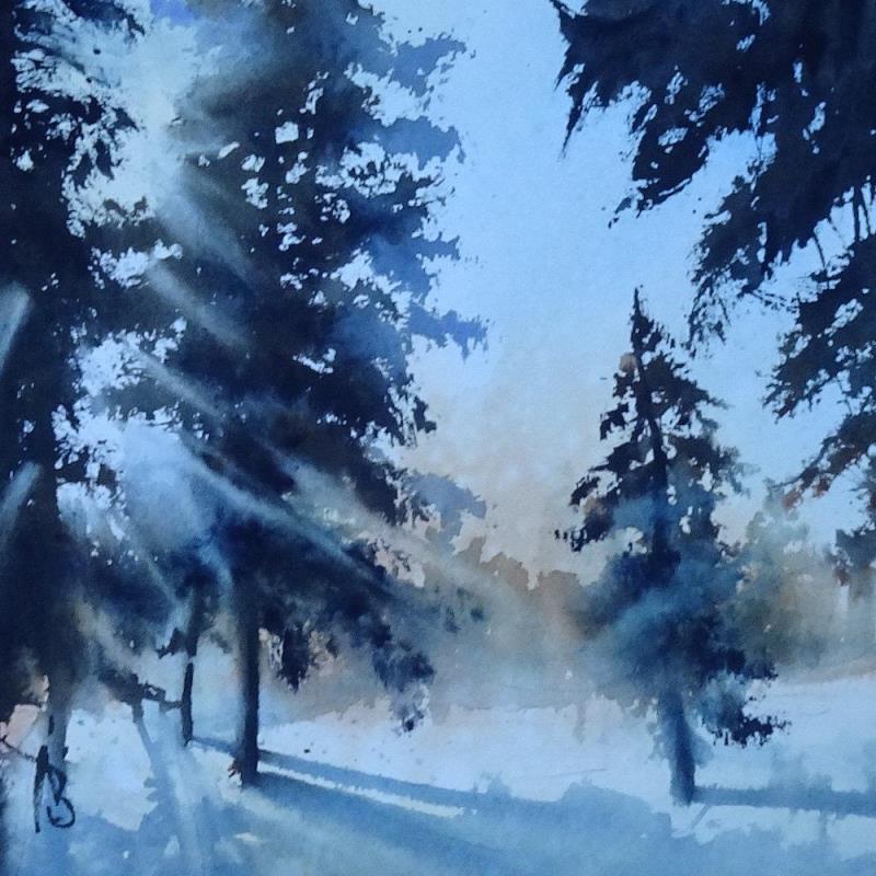 Painting Timide comme le soleil en hiver by Abbatucci Violaine | Painting Figurative Watercolor