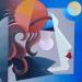 Painting Au soleil by Gustavsen Karl | Painting Figurative Portrait Mode Life style Wood Acrylic Gluing Paper