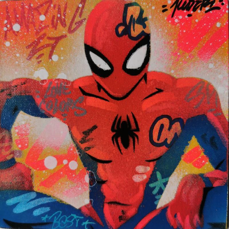 Gemälde Spider von Kedarone | Gemälde Pop-Art Pop-Ikonen Graffiti Acryl