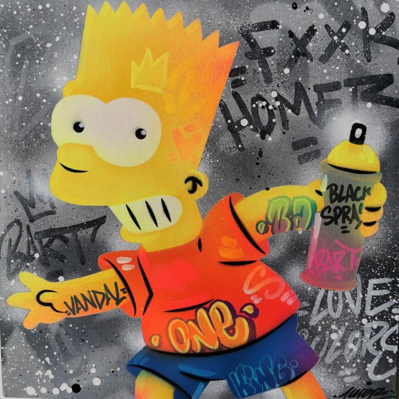 Gemälde Bart vandal von Kedarone | Gemälde Pop-Art Pop-Ikonen Graffiti Acryl