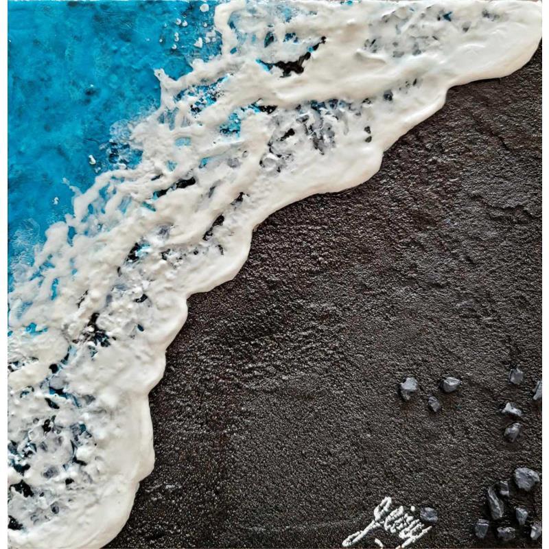 Peinture Islande par Geiry | Tableau Matiérisme Marine Nature Acrylique Pigments Poudre de marbre
