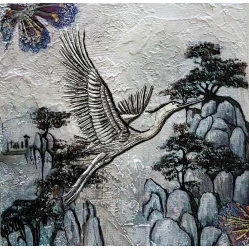 Peinture Yunnan par Geiry | Tableau Matiérisme Nature Animaux Acrylique Pigments Poudre de marbre