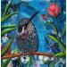 Gemälde Oiseau Mouche von Geiry | Gemälde Materialismus Natur Tiere Acryl Pigmente Marmorpulver
