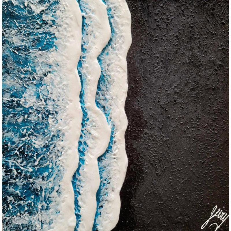 Peinture Lost Coach Californie  par Geiry | Tableau Matiérisme Marine Nature Acrylique Pigments Poudre de marbre