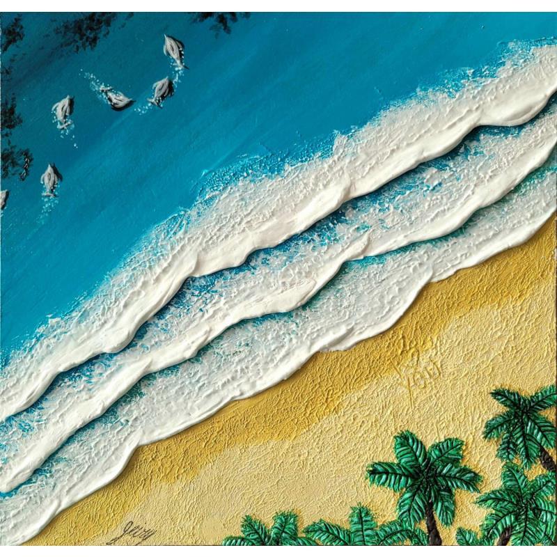 Peinture Hawaii par Geiry | Tableau Matiérisme Marine Nature Acrylique Pigments Poudre de marbre