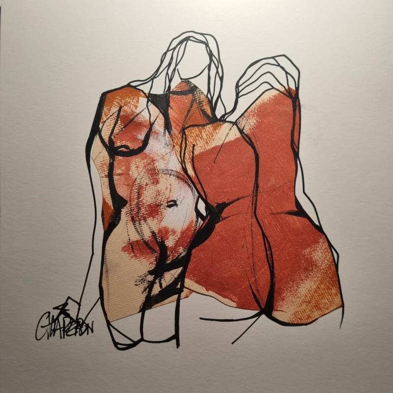 Painting Histoire de couple  1 by Chaperon Martine | Painting Figurative Nude Acrylic