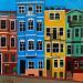 Peinture Maisons colorées d’Istanbul  par Du Planty Anne | Tableau Figuratif Urbain Acrylique