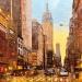 Painting 5th avenue sunset by Faveau Adrien | Painting Figurative Urban Oil