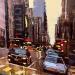 Painting 5th avenue sunset by Faveau Adrien | Painting Figurative Urban Oil
