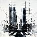 Painting The Return by Rey Julien | Painting Figurative Urban Black & White Gold leaf Lacquer