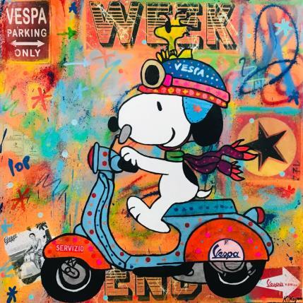 Painting snoopy vespa by Kikayou | Painting Pop-art Acrylic, Gluing, Graffiti Pop icons