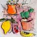 Peinture Saveurs du sud par Colombo Cécile | Tableau Art naïf Natures mortes Aquarelle Acrylique Collage Encre Pastel