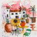 Gemälde Point d' équilibre  von Colombo Cécile | Gemälde Figurativ Landschaften Natur Alltagsszenen Aquarell Acryl Collage Tinte Pastell