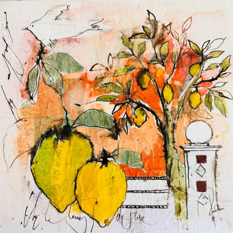 Painting Lime by Colombo Cécile | Painting Figurative Nature Life style Still-life Watercolor Acrylic Gluing Ink Pastel