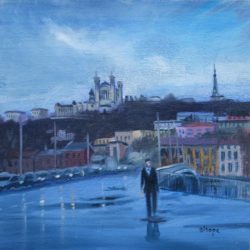 Painting Jour de pluie à Lyon by Sirope Rémy | Painting Figurative Life style Oil