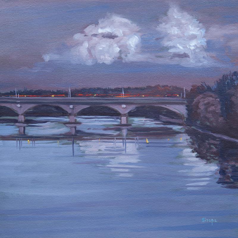 Painting Pont Raymond Poincaré - Lyon by Sirope Rémy | Painting Figurative Landscapes Oil