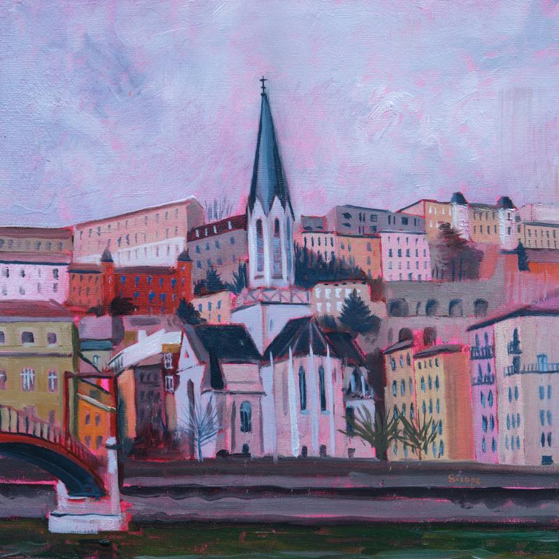 Painting Quartier Saint-Georges - Lyon by Sirope Rémy | Painting Figurative Oil Architecture