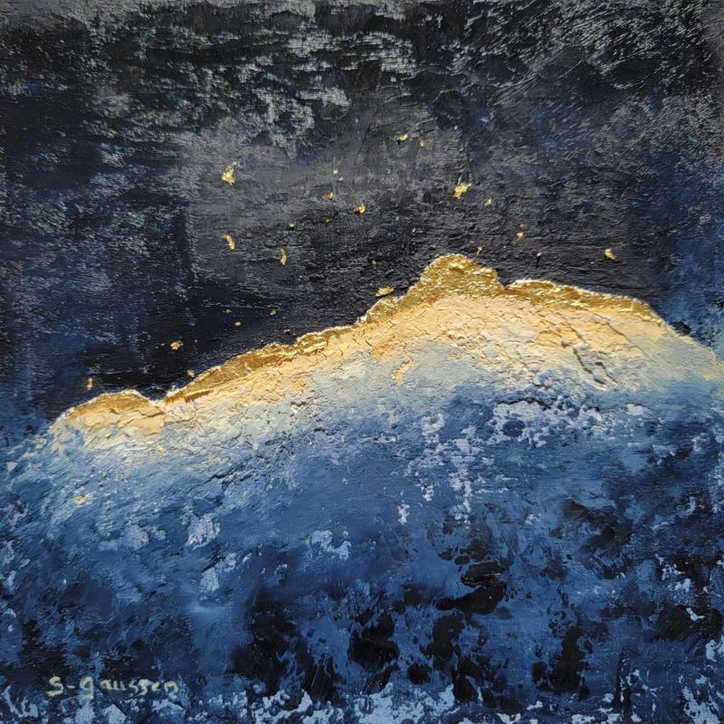 Painting Le Géant by Gaussen Sylvie | Painting Abstract Landscapes Oil Gold leaf