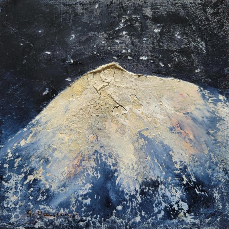 Painting Pluie d'étoiles by Gaussen Sylvie | Painting Abstract Landscapes Oil Silver leaf