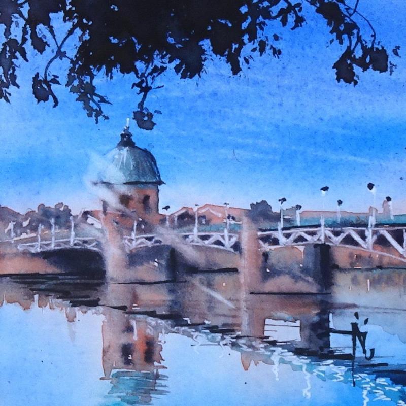 Peinture En traversant la Garonne par Abbatucci Violaine | Tableau Figuratif Aquarelle