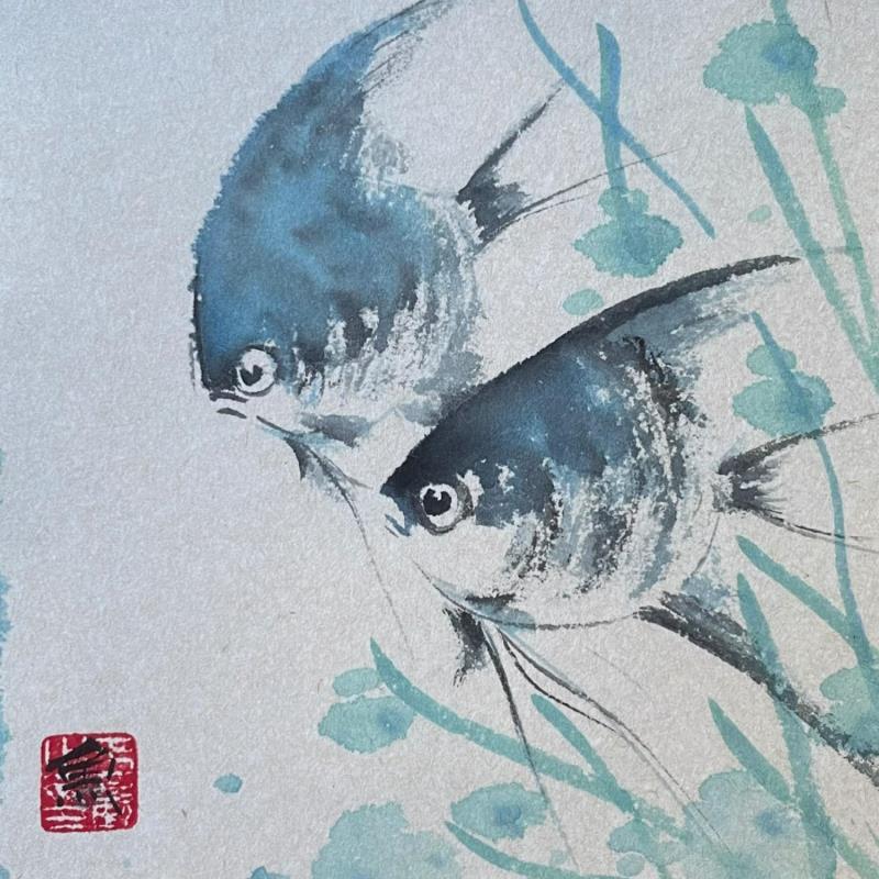 Painting F1 Fish 105-20735-20240117-4 by Yu Huan Huan | Painting Figurative Animals Ink