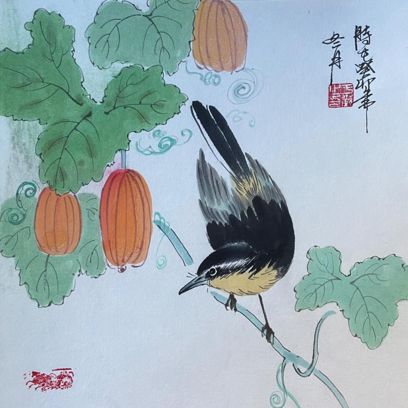 Gemälde F3 Bird 105-20735-20240117-11 von Yu Huan Huan | Gemälde Figurativ Tiere Tinte