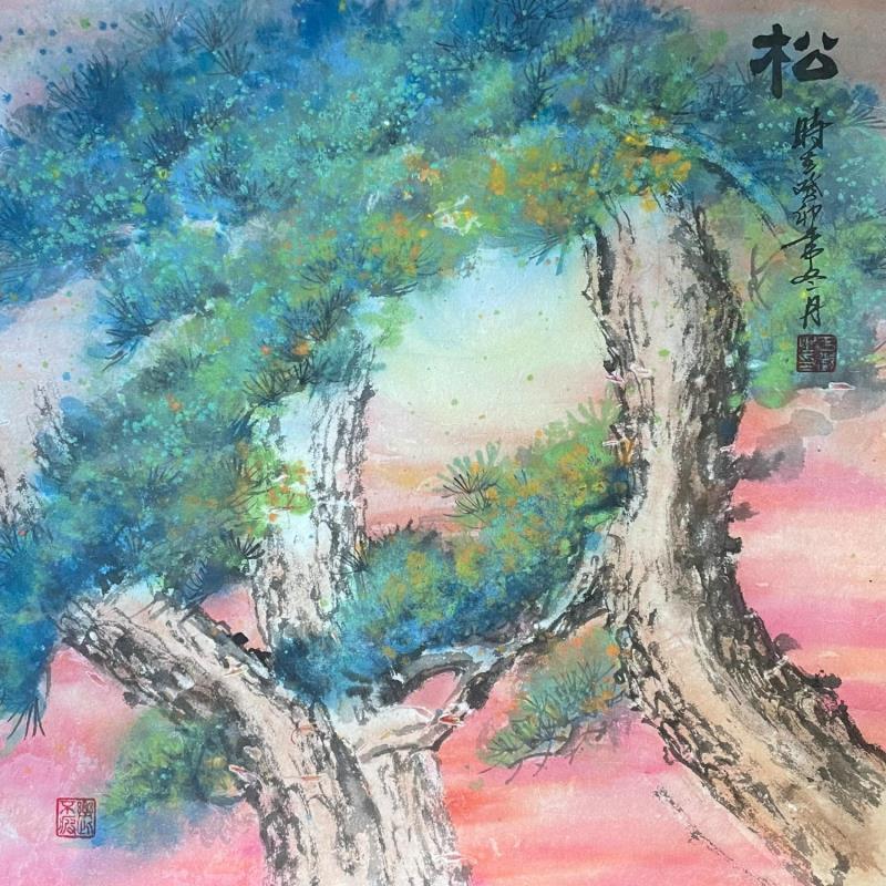 Gemälde F4 Pine 105-20735-20240117-14 von Yu Huan Huan | Gemälde Figurativ Natur Tinte