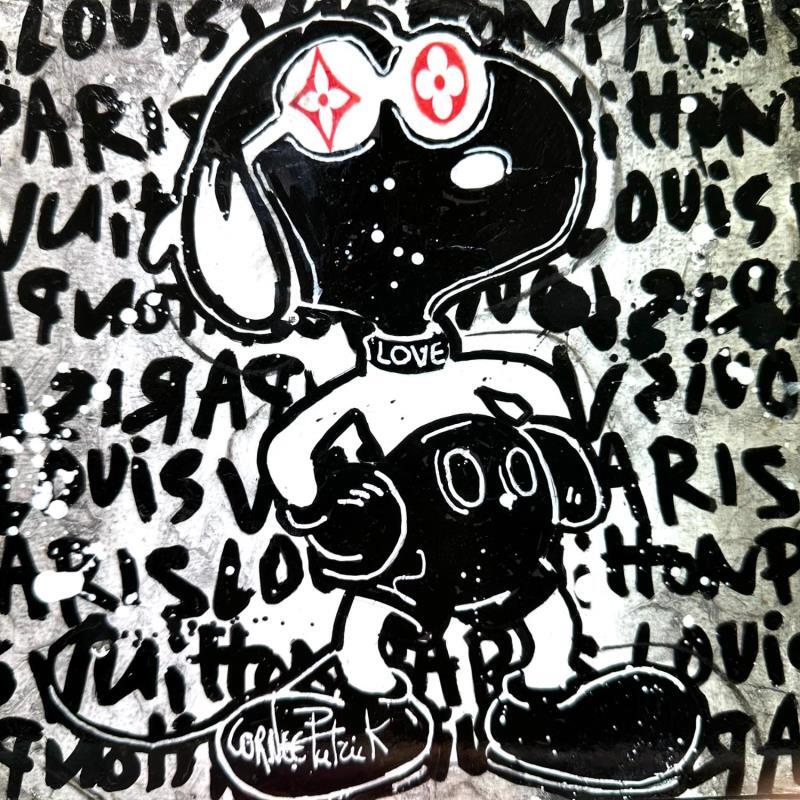 Painting Snoopy loves Louis Vuitton by Cornée Patrick | Painting Pop-art Cinema Pop icons Black & White Graffiti Oil