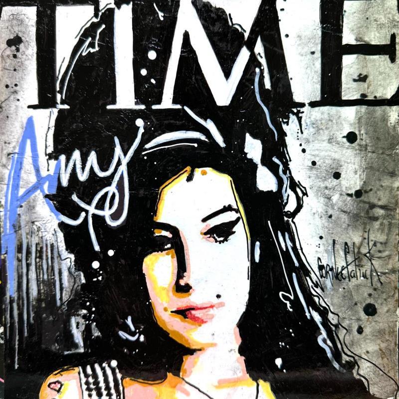 Gemälde Amy Winehouse von Cornée Patrick | Gemälde Pop-Art Porträt Musik Pop-Ikonen Graffiti Öl