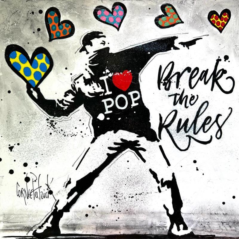 Peinture D'après Banksy, I love Pop Art and Graffiti par Cornée Patrick | Tableau Pop-art Icones Pop Scènes de vie Noir & blanc Graffiti Huile