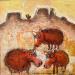 Painting Javelinas in the Red Rock Canyon of Arizona at Night by Maury Hervé | Painting Raw art Animals Sand Pigments