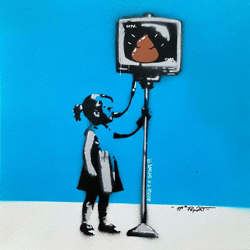 Gemälde TV is S*** von MR.P0pArT | Gemälde Pop-Art Kinder Graffiti Acryl Posca