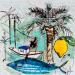 Peinture Poisson et mer turquoise par Colombo Cécile | Tableau Figuratif Paysages Nature Scènes de vie Aquarelle Acrylique Collage Encre Pastel