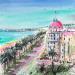 Painting Nice Promenade et Negresco  by Hoffmann Elisabeth | Painting Figurative Urban Watercolor