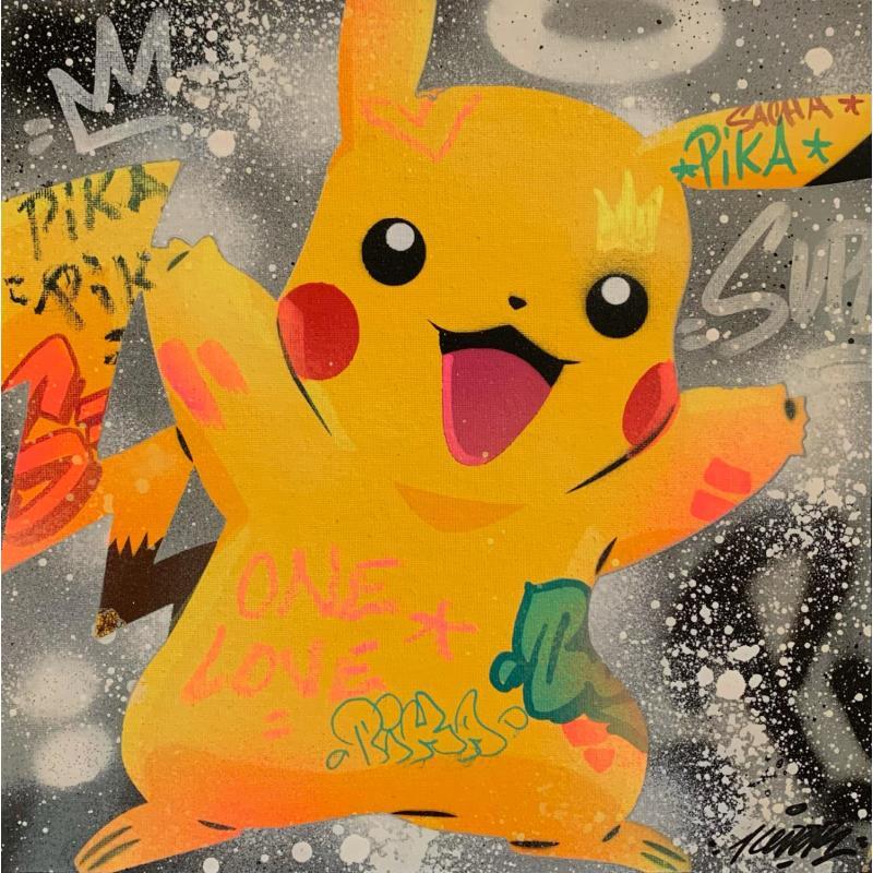 Painting PIKACHU HAPPY by Kedarone | Painting Pop-art Acrylic, Graffiti Pop icons