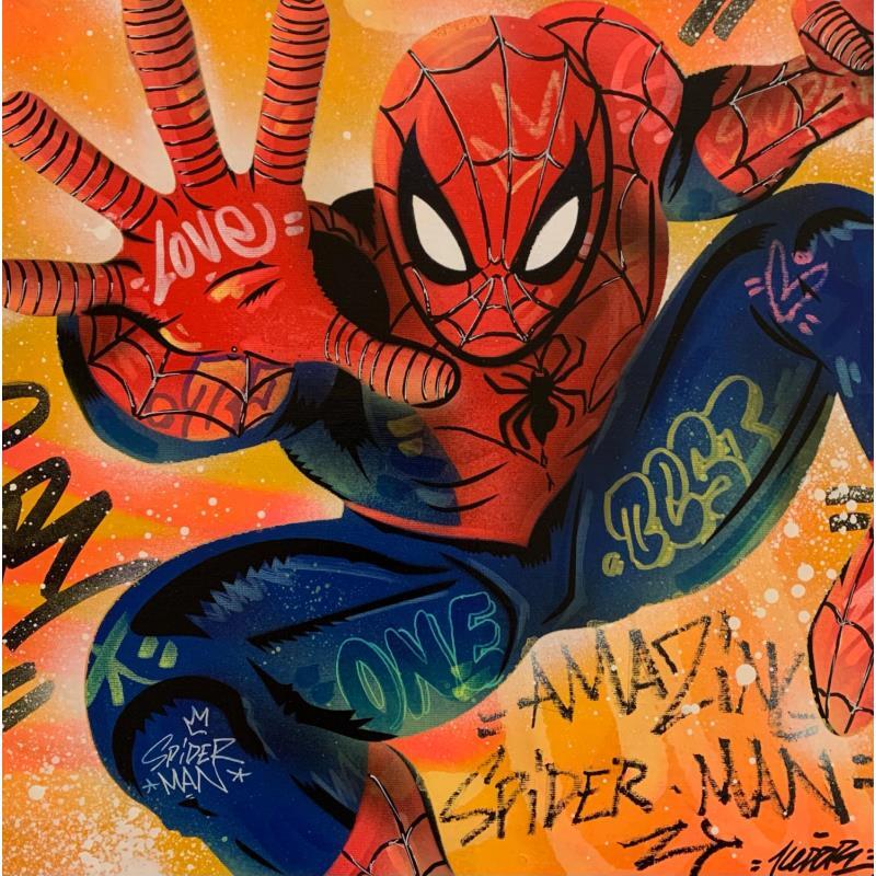 Peinture SPIDER MAN FIGTH par Kedarone | Tableau Pop-art Acrylique, Graffiti Icones Pop