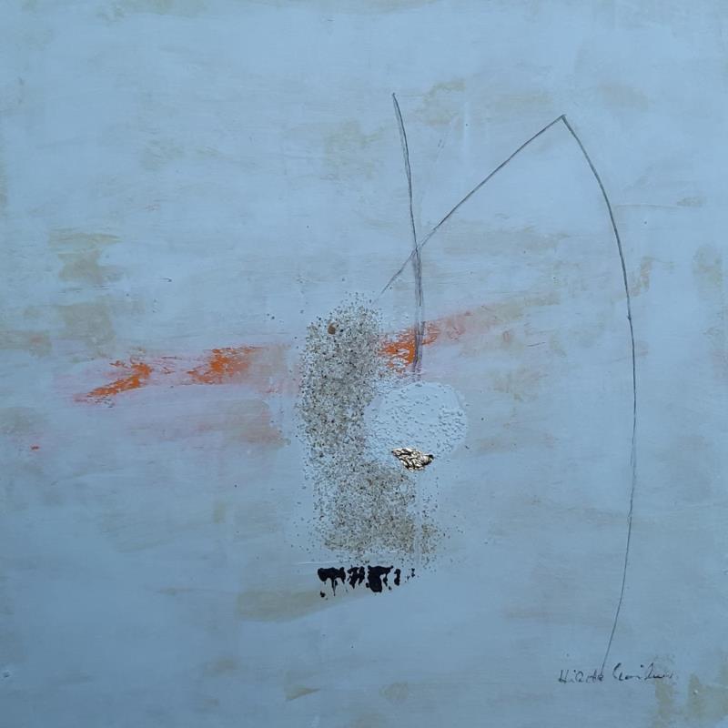 Peinture abstract beige A 76 par Wilms Hilde | Tableau Abstrait Acrylique, Collage, Feuille d'or
