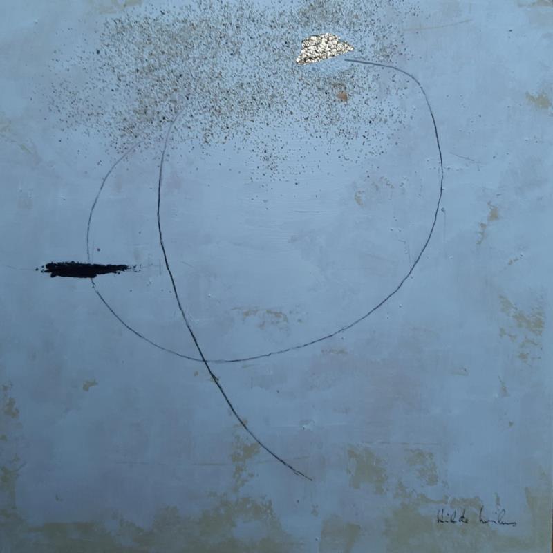 Gemälde abstract white A 78 von Wilms Hilde | Gemälde Abstrakt Pappe Acryl Collage Blattgold